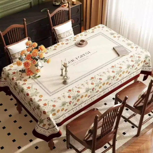 Table Cloth, Luxury American Vintage Fabric Tablecloth, Waterproof Oil Resistant No Clean Table Cover for Dining Table Tea Table
