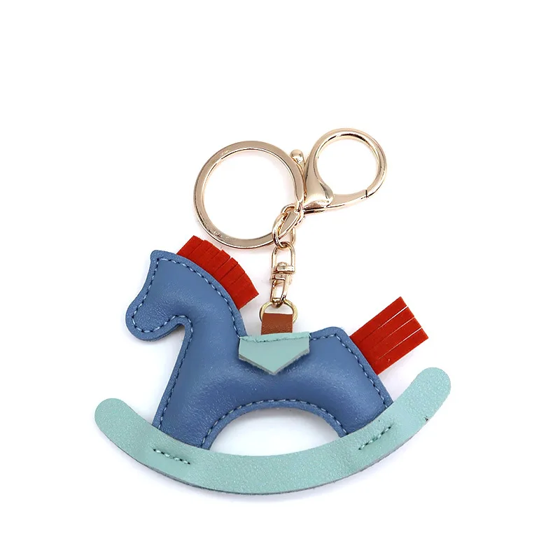 15pcsCute Lovely PU ecopelle Animal Hobbyhorse Horse portachiavi ciondolo portachiavi per auto donna ragazze borsa da scuola accessori per ciondoli