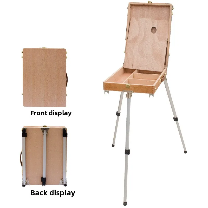

Портативная деревянная коробка для рисования, портативный набор мольбертов для масляной краски из алюминиевого сплава