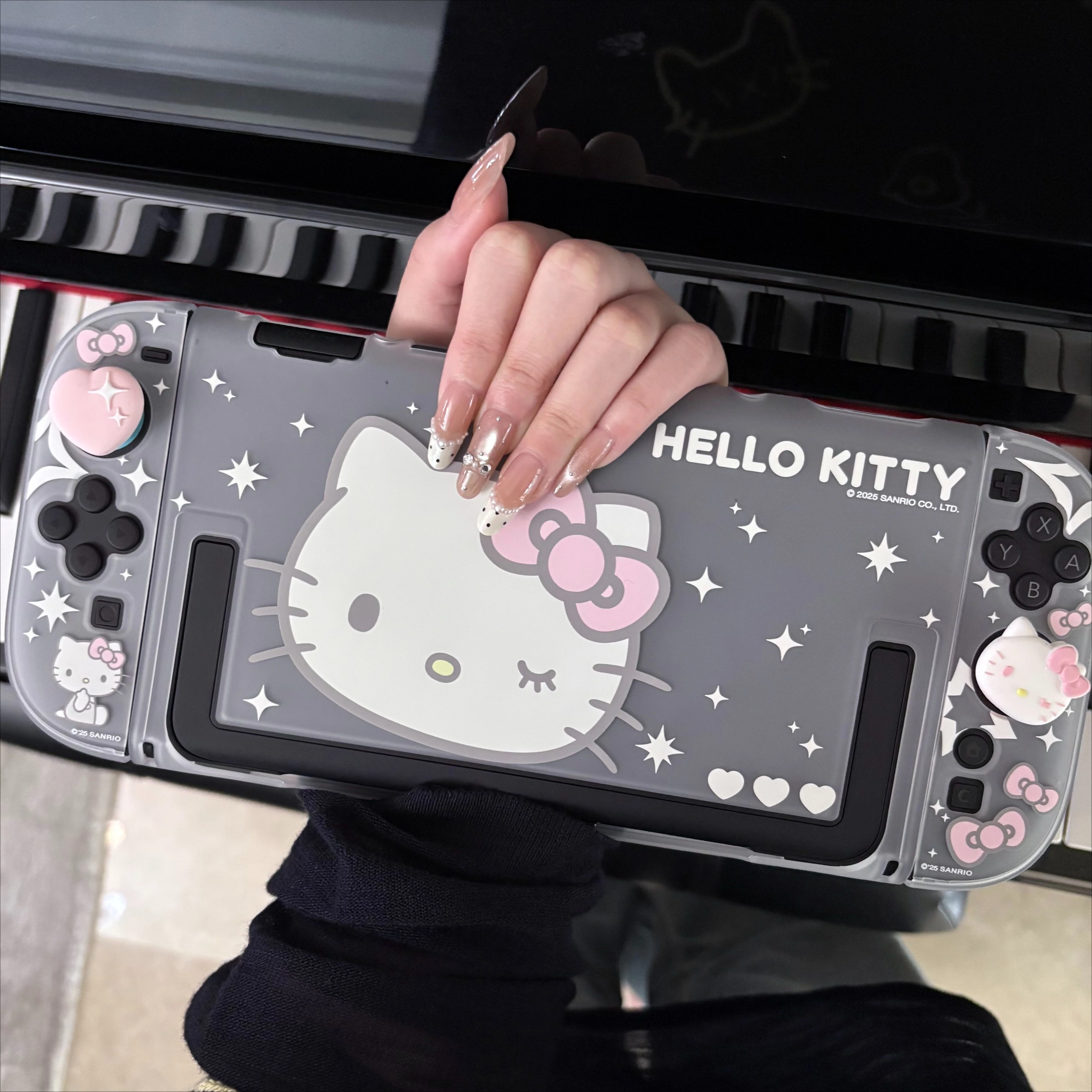 かわいいサンリオハローキティのセパレートケース、nintendo-switch-2-oledコンソール用、ドッキング可能、アニメクリアゲームコンソールカバー、ns2ジョイコンシェル