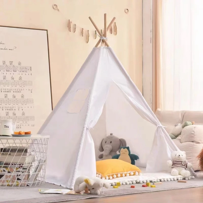 Indoor Play House Toy Cotton Canvas 1.1M Camping tent Birthday Gift Folding Indian Children Tent Wigwam For Kids casa de campaña