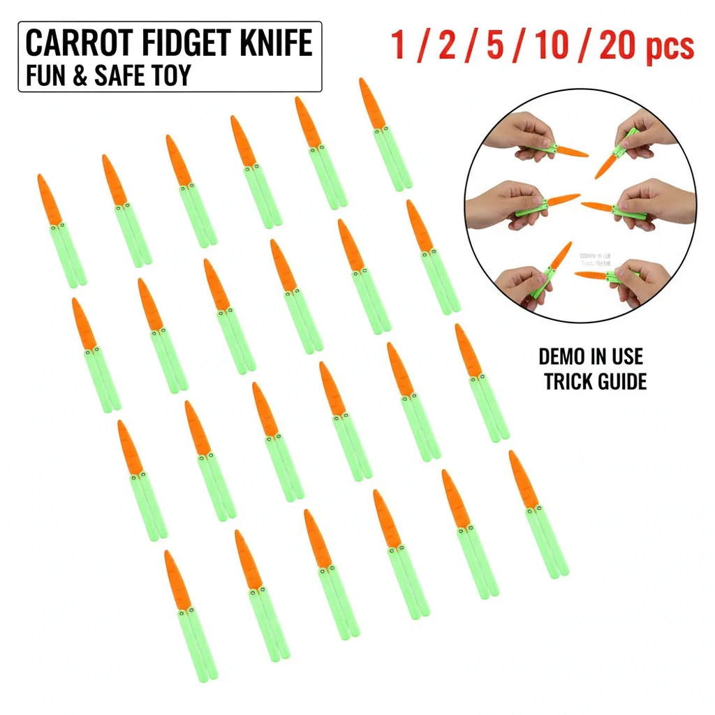 2X Gravity Glow Butterfly Knife 3D Printed Mini Jumping Radish Decompression Model Pendant Push Card Small Collectible Knife