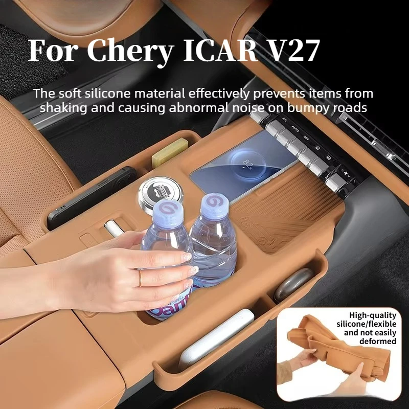 

For Chery ICAR V27 Full Cover Central Control Silicone Pad Wireless Charging Cup Holder Anti Slip Mat Interior Refit Accessories