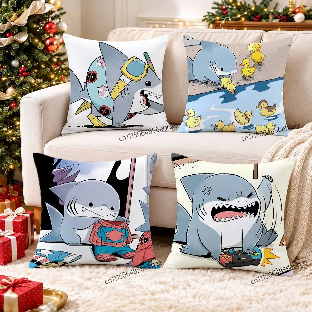 FOR J-Jeff the Land-D Shark Square Throw Pillow Cover HD Printed Cushion Case Decorative Pillowcase for Sofa Bedroom Living Room