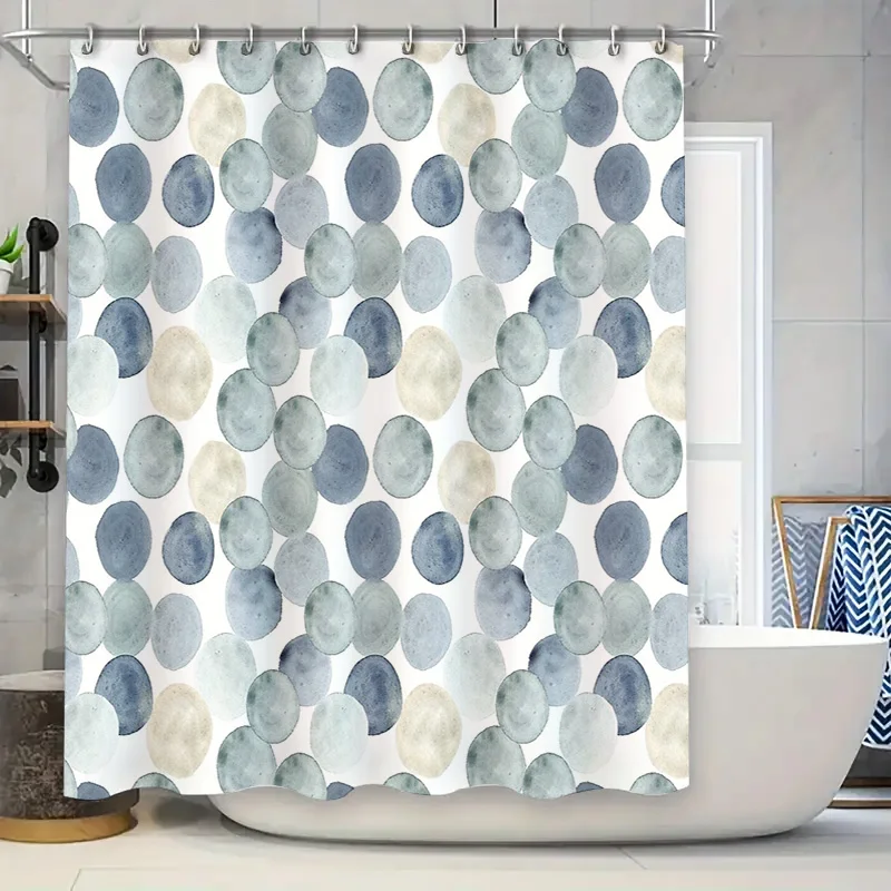 

Blue Watercolor Ocean Wave Shower Curtain Set Coastal Bathroom Decor Sea Teal Nautical Pattern Fabric Backdrop