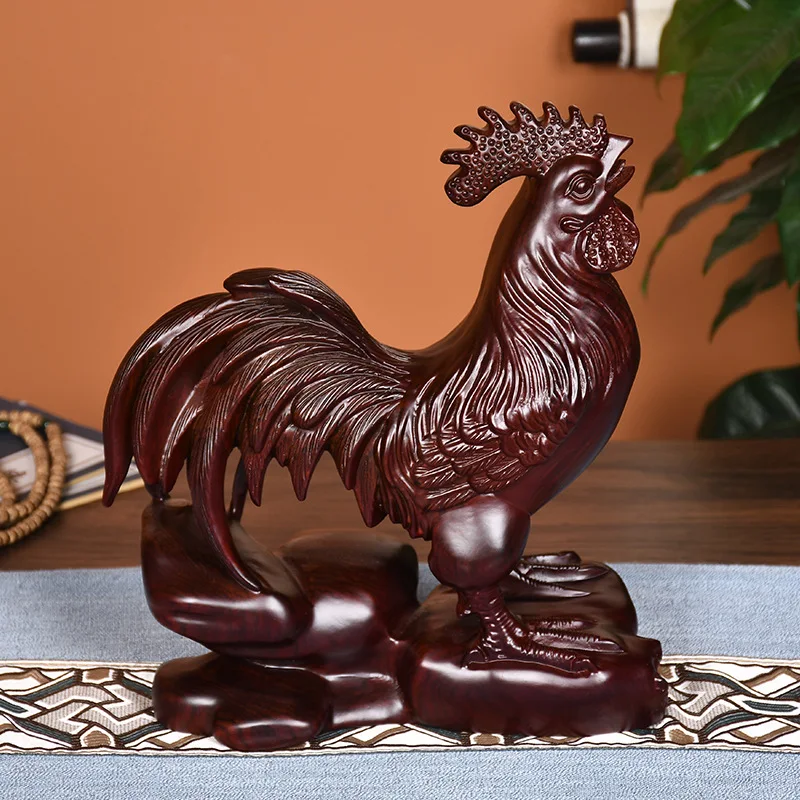 

Резная курица из Эбенового дерева, 12 знаков зодиака, деревянный петух, украшение для дома, гостиной, ТВ, украшение для шкафа, Подарочные поделки