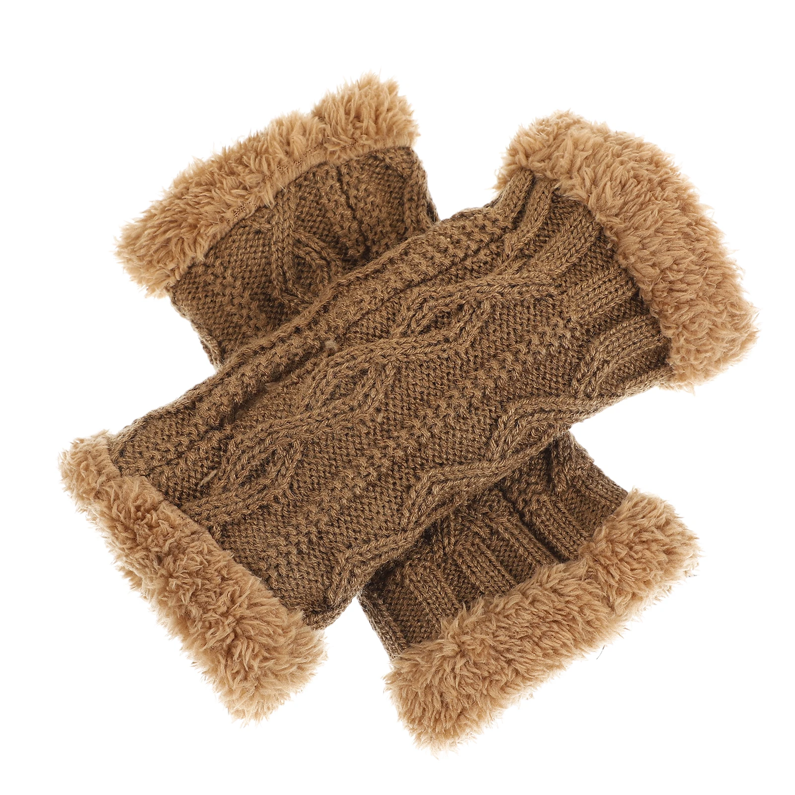 

Winter Knitted Female Anti Cold Warm Small Rhombus Design Stylish Half Finger Autumn Cycling Gloves Touch Screen Compatible