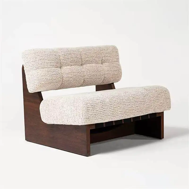 

Medieval style solid wood sofa chair living room balcony single sofa lazy leisure chair homestay hotel club negotiation chair