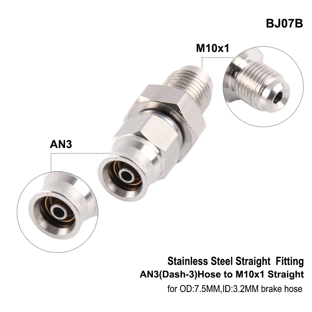 m10x1 AN3 M10x1.25 Motorcycle Motor Bike Hydraulic Brake Oil Hose Line Banjo Fitting stainless Steel