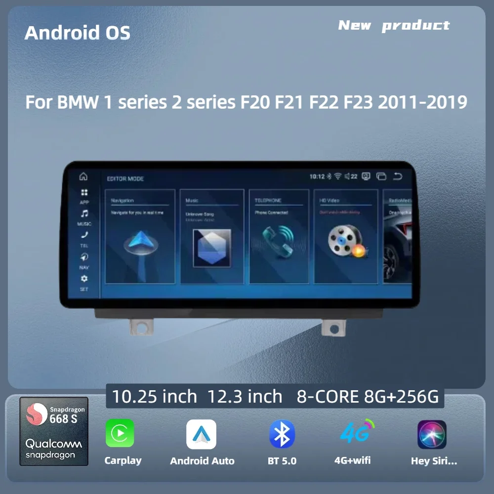 

For BMW 1 series 2 series F20 F21 F22 F23 2011-2019 LHD RHD Car Radio 10.25 inch Android 14 Carplay Snapdragon 680 Touch Screen