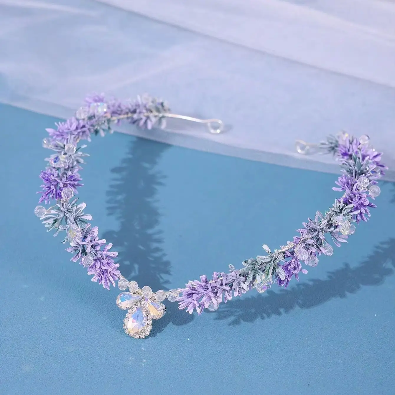 Elegant Green Leaf Pearl Rhinestone Bridal Headband, Boho Floral Wedding Hair Crown for Bride Bridesmaid Prom Garden Party image 2