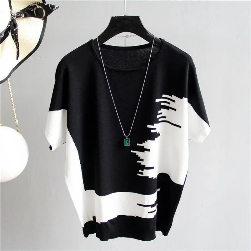 Fashion Women Summer Oversized Ice Silk T-shirt Short Sleeve Female Clothing New Tees Pretty Aesthetic Pullover Loose Casual Top