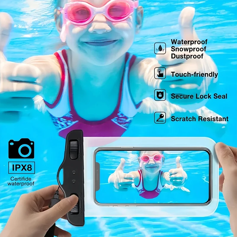 Transparent Waterproof Phone Case Touch Screen Under 7.0 Inches Mobile Phone Cover With Lanyard Phone Sealed Bag Swimming&Diving view 4