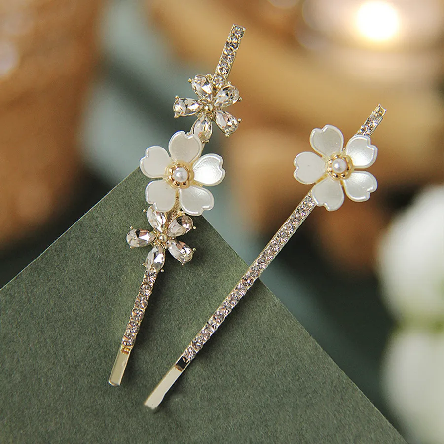 New Shiny Rhinestone Hairpins For Women Fashion Flowers Gold Silver Color Hair Clip Girl Hair Accessories Hairgrips Jewelry Gift