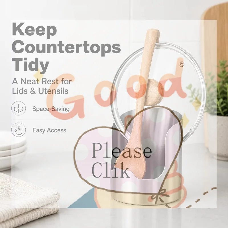 【HG】Stainless Steel Pot Lid Holder Spoon Holder Rust-Resistant And Features Compartment Heat-Resistant Easy To Clean