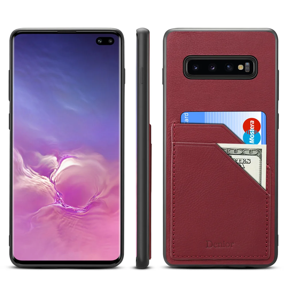 

S10 Luxury Top Layer Cowhide Genuine Leather Case for Samsung Galaxy Note 9 S10 Plus Rugged Soft Edge Card Holder Defender Cover