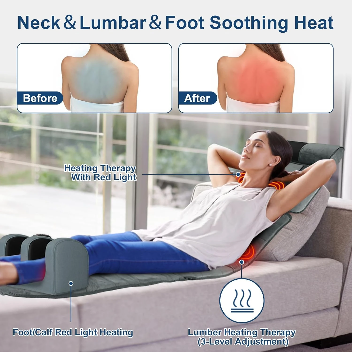 Full Body Massager Mat with Heat And Movable Shiatsu Neck Massager Pillow, Lumbar Traction And, 9 Vibration Motors And Back Heating Pad, Full Body Massager for Neck Back Waist Hip Leg feet, Massage Gift for Mom/Dad/Women/Men view 4
