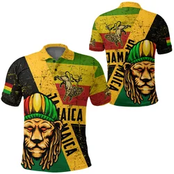 2024 New Fashion Jamaica Natioal Flag Print Polo Shirts For Men Clothing Street Hip Hop Jamaican Graphic Short-sleeved Tops Male