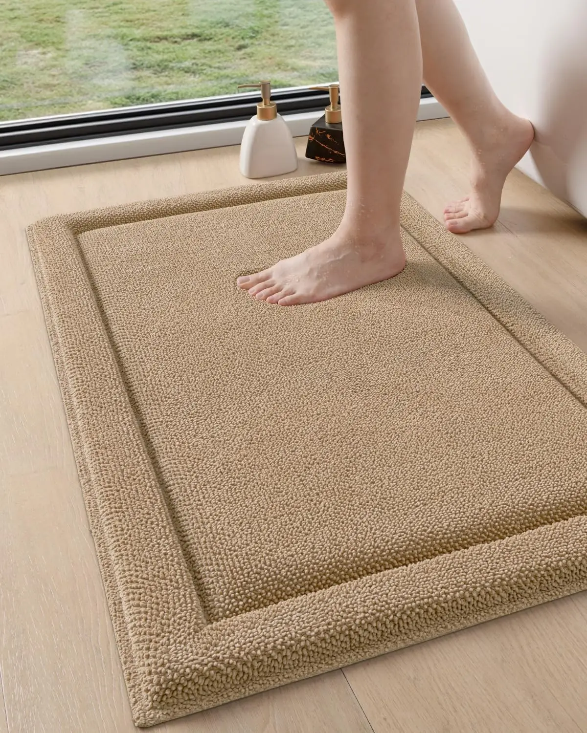 

Memory Foam Bath Mat 24x17, Soft Absorbent Chenille Bathroom Rug, Non Slip Quick Dry Bath Mats for Bathroom, Thick Plush