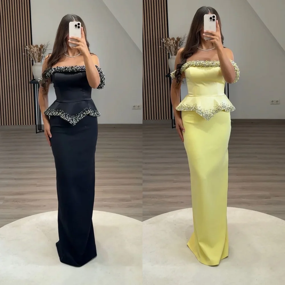 

Customized Jersey Beading Sheath Off-the-shoulder Long Dresses Bespoke Occasion Women Luxury Evening Party Gown Sparkle Sexy