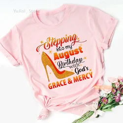 Donut It'S My Birthday Graphic Print Pink T Shirt Women Queen Are Born In August October November Tshirt Femme Streetwear