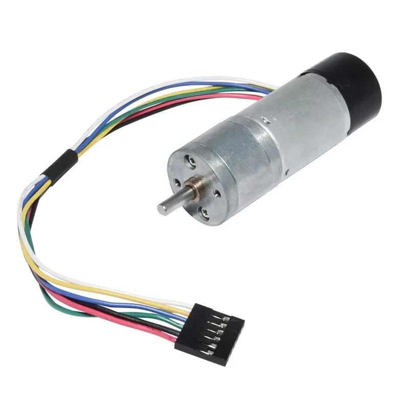 Motor de engrenagem 25ga370 dc 12v 24v com codificador de canal duplo 10/15/25/35/60/80/130/150/300/600rpm velocidade para hobby diy