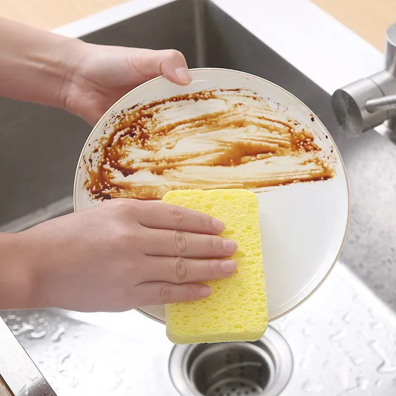 Double Layer Wood Pulp Cleaning Sponge Non-scratch Melamine Foam Scrubber Rich Foam Kitchen Dish Washing Sponge Pad