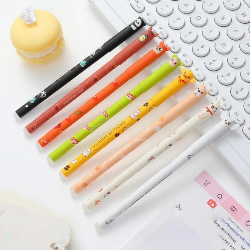 48pcs/lot Kawaii Panda Cat Fox Monkey Animal Erasable Gel Pen Cute 0.5mm Signature Pens School Writing Supplies