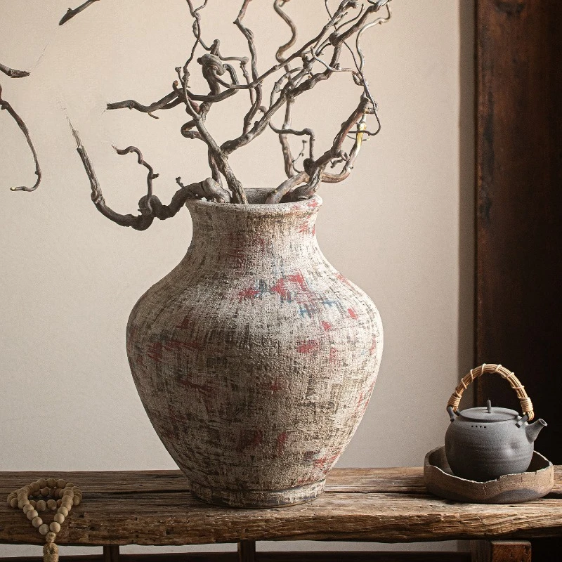 Retro and old coarse pottery ceramics, homestay decoration ornaments