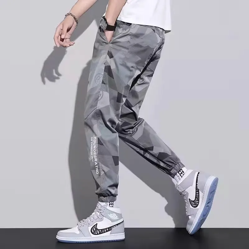 Ice Silk Camouflage Loose Fit Casual Pants for Men Summer Workwear Trousers with Cuffs Youthful Vitali Sle Thin Cotton