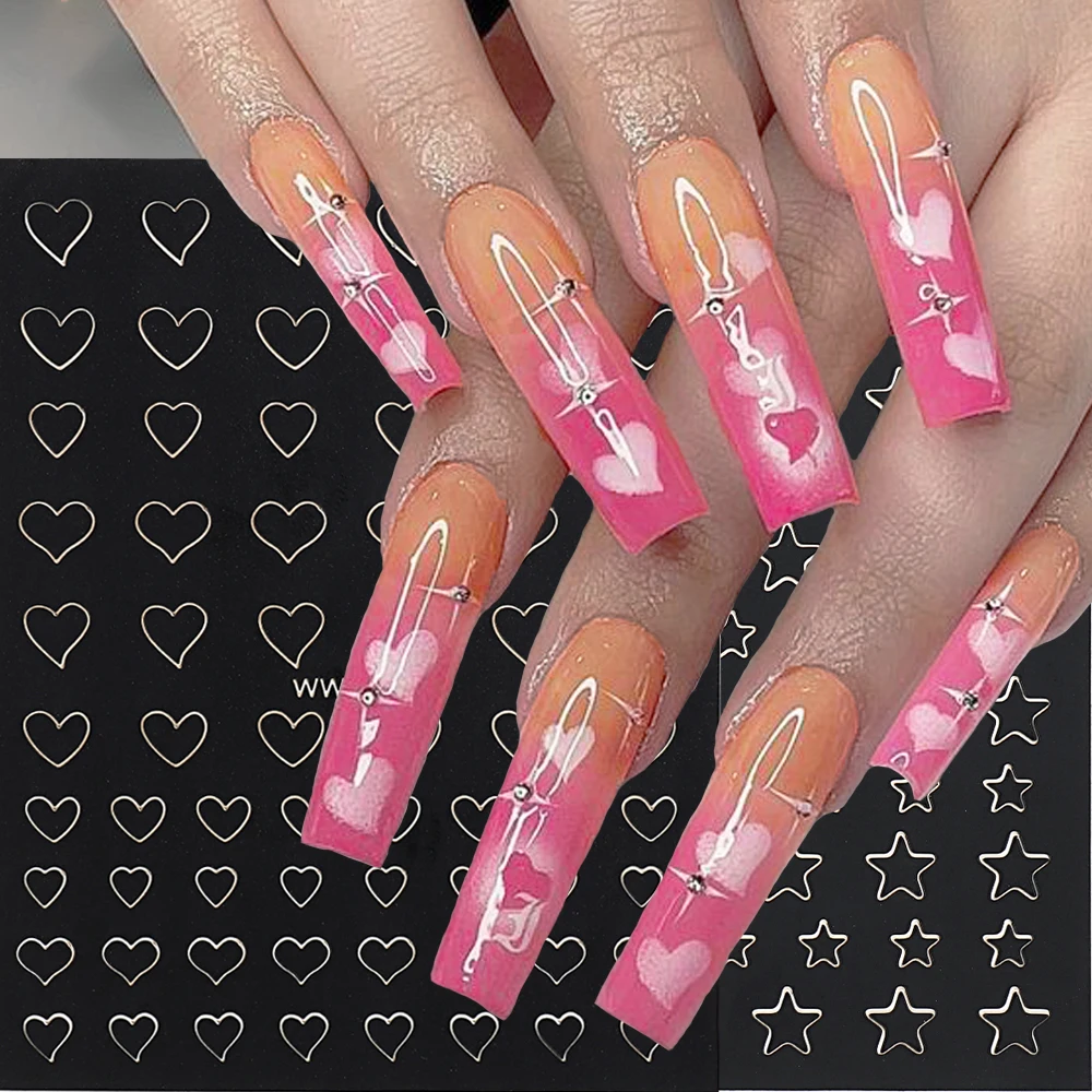 1Pcs Airbrush Stencil For Nails Butterfly Stars Love Heart Flower Hollow Nail Sticker Airbrush Template French Manicure GLPHT03