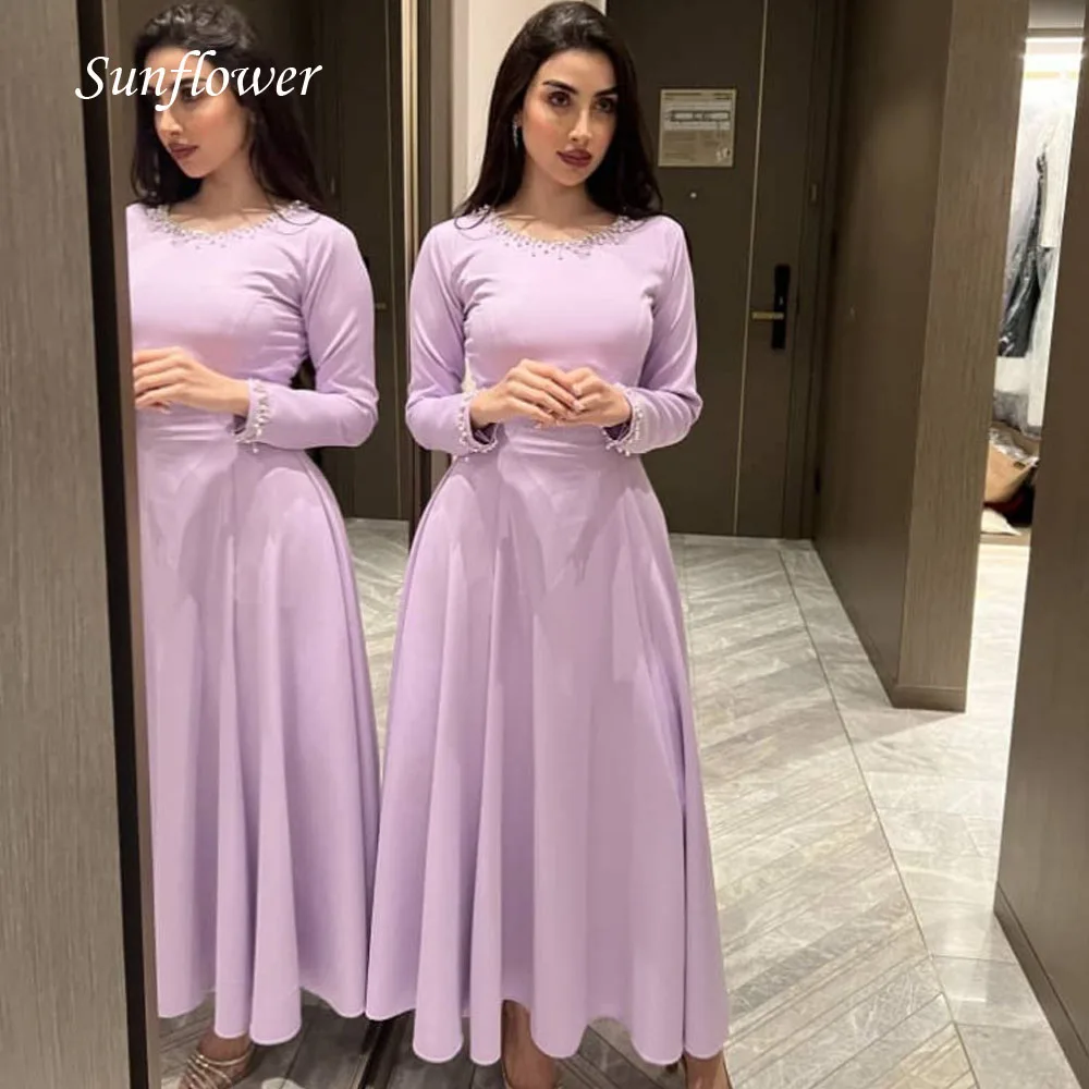 

Sunflower O-Neck Prom Gowns Ankle-Length A-LINE Backless Long Sleeve Evening Dress Backless Party Dress 2023 High-end Custom