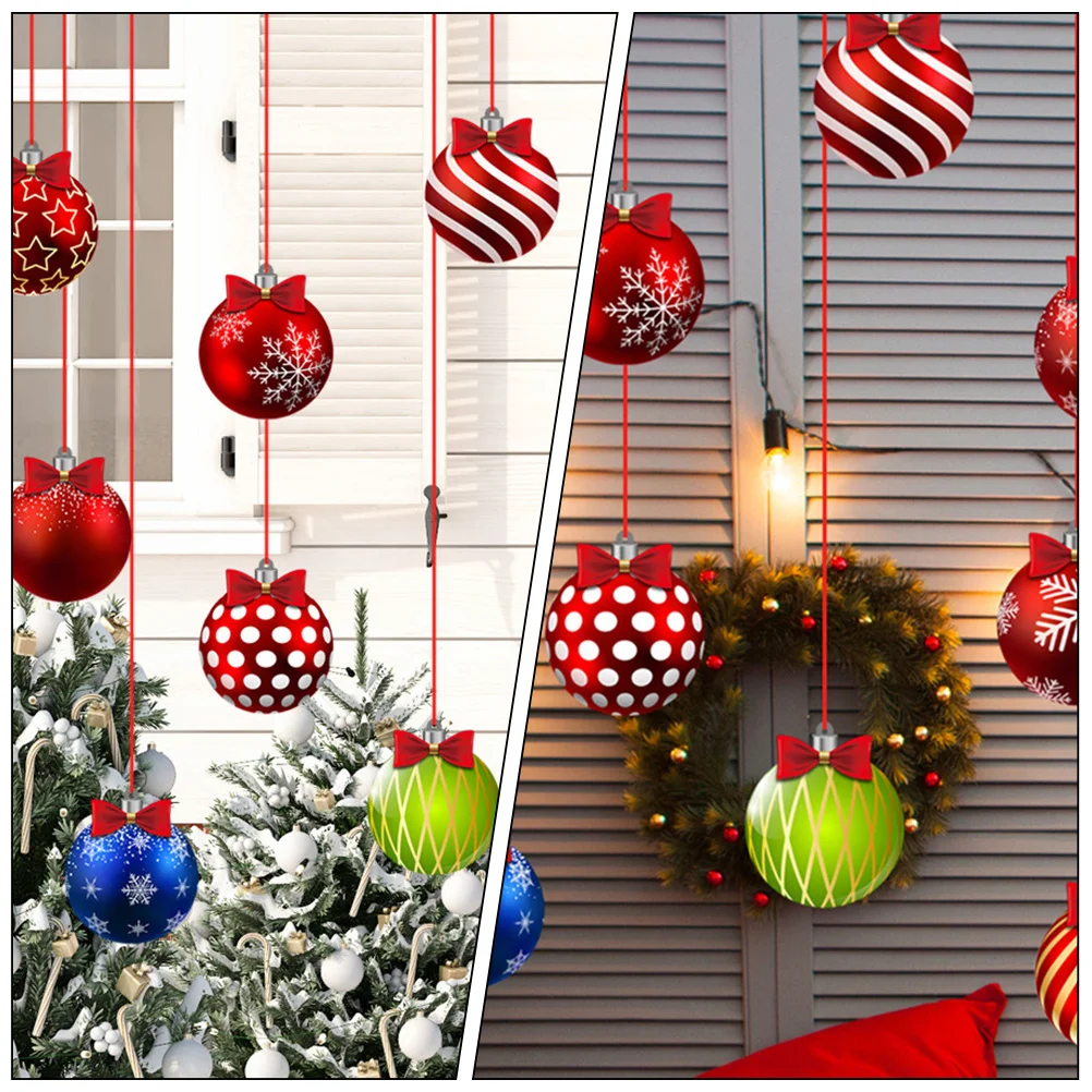 

Christmas Ball Hanging Decorative Set 30M Red Ribbon Colorful Pvc Balls For Storefront Xmas Tree Decoration Reusable