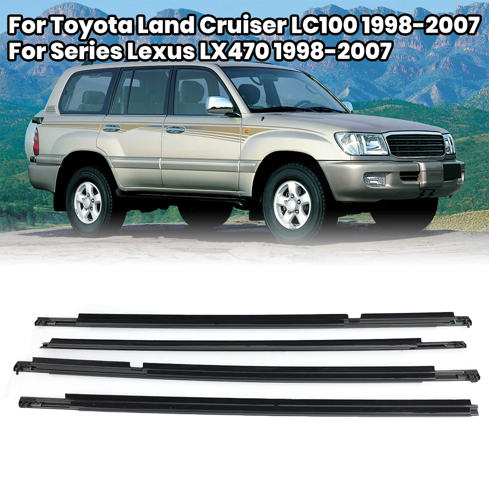 

4Pc Black Window Rubber Trim For Toyota Land Cruiser LC100 Series Lexus LX470 1998-2007 Replacement Weatherstrip Seal Car Parts