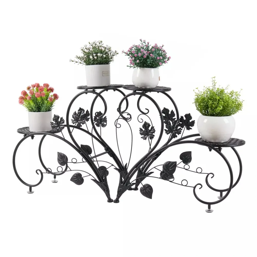 

2x Iron Plant Stand Heart Shape Indoor Outdoor 4 Tier Flower Pots Garden Holder