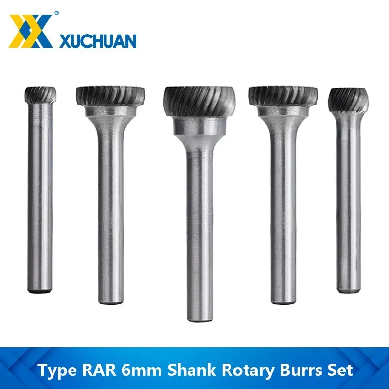 Metal Rotary Files 6mm Shank Tungsten Carbide Burr Bit Diameter 2.6-6.3mm Abrasive Metal Carving Tools 1pc 