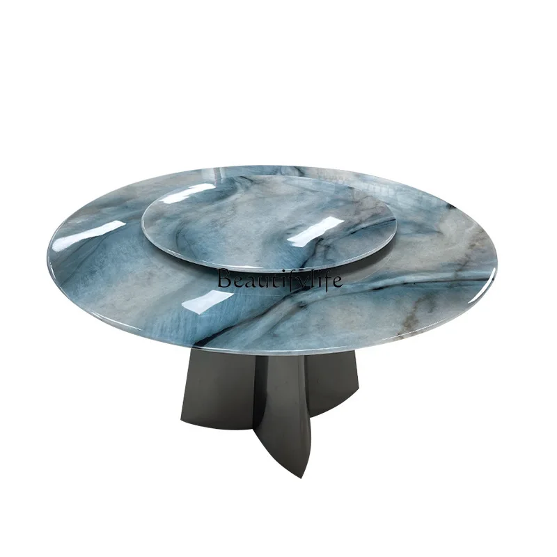 Italian minimalist microcrystalline stone natural marble dining table starry sky dining table household