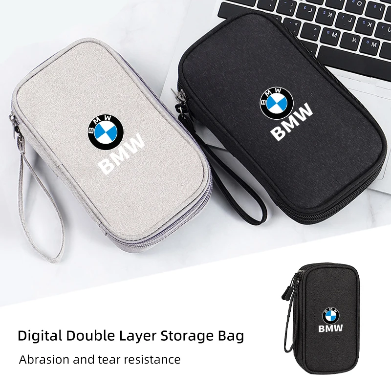 Digital Storage Bag Cable Phone Organizer For BMW X1 X2 X3 X4 X5 X6 X7 G20 G30 6GT E46 E90 E60 F10 E39 F30 E36 F20 E87 E70 E91