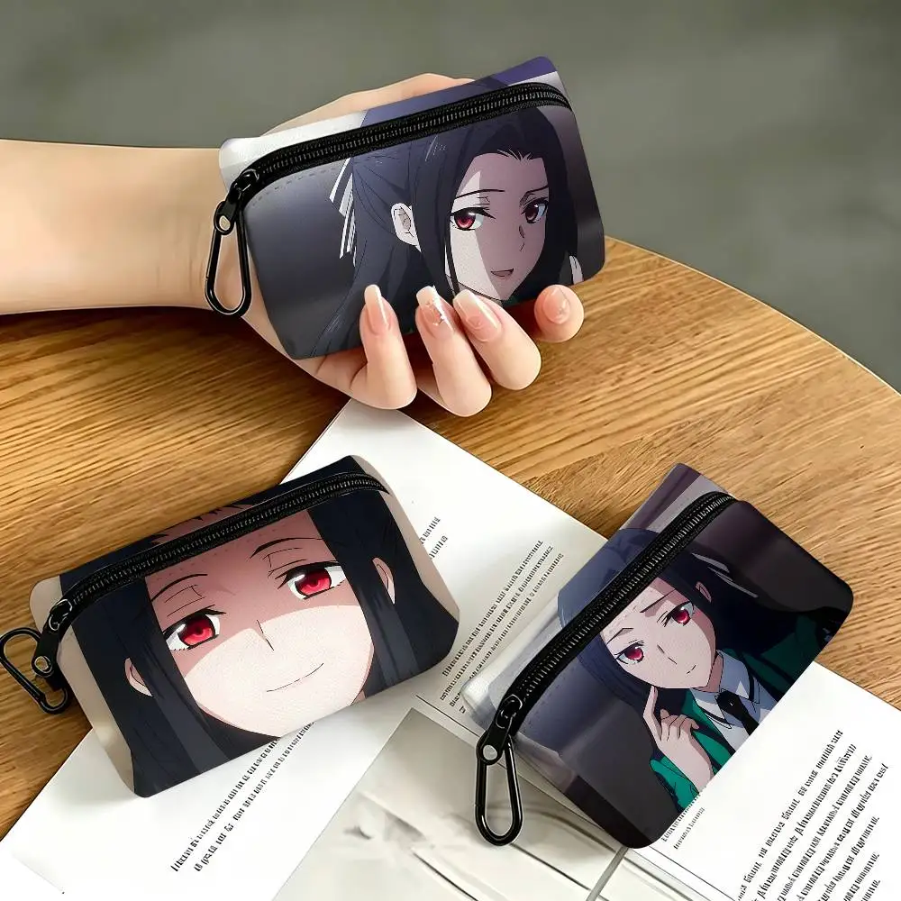 1pc Mayumi Saegusa Anime Characters Coin Purse With Carabiner Hook Portable Key Card Wallet Small Zipper Storage Pouch