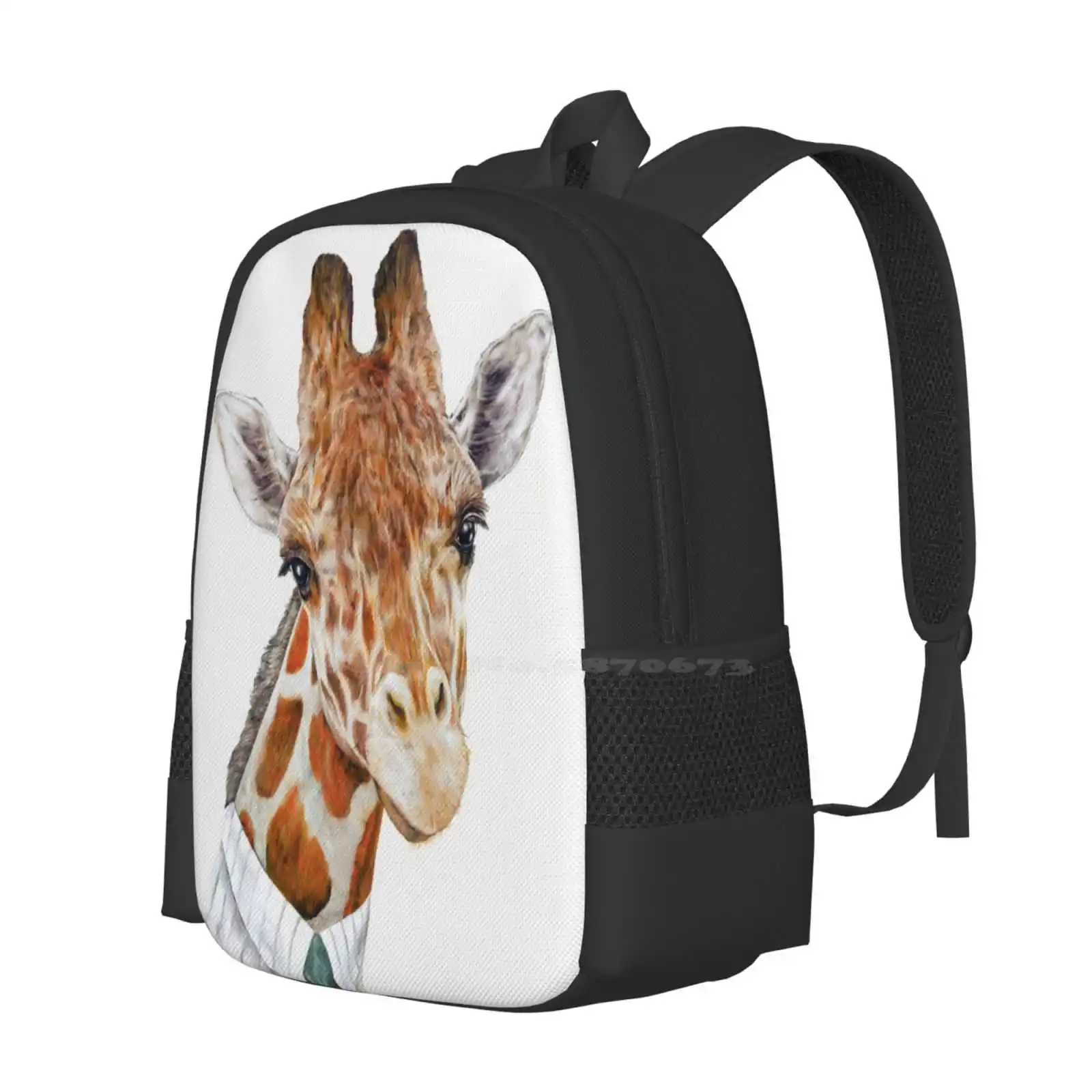 Giraffe Backpack For Student School Laptop Travel Bag Giraffe Zoo Animals Art Portrait Safari Nursery Homewares