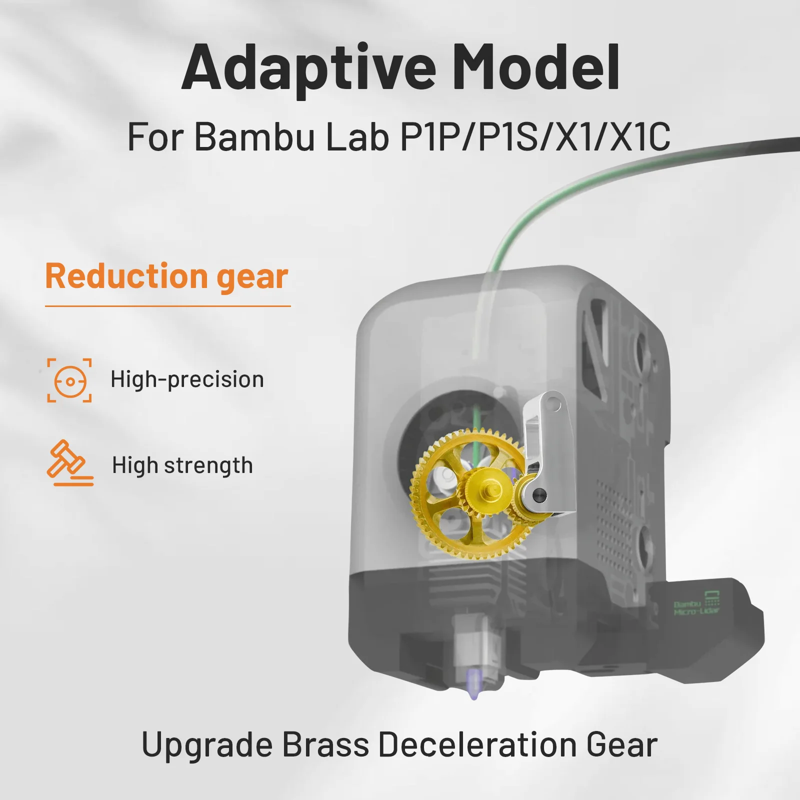 For Bambu Lab X1 X1C P1P P1S 3D Printer Upgrade Extruder Gear DLC Nano-Coated Hardened Steel Gear Assembly High Precision