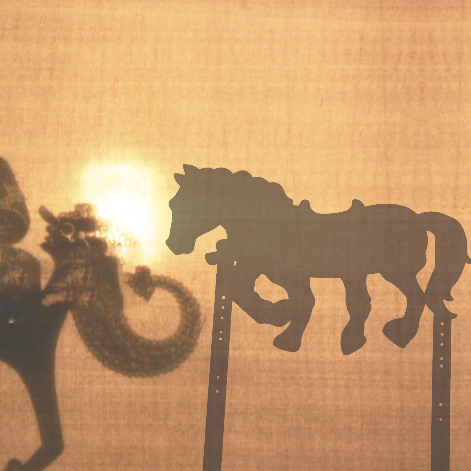 หุ่นเงาม้าทำมือ 4 ชิ้น อุปกรณ์ประกอบฉากงานฝีมือแบบดั้งเดิมของจีน งานประดิษฐ์ DIY แสดงวัฒนธรรมที่มีชีวิตชีวา