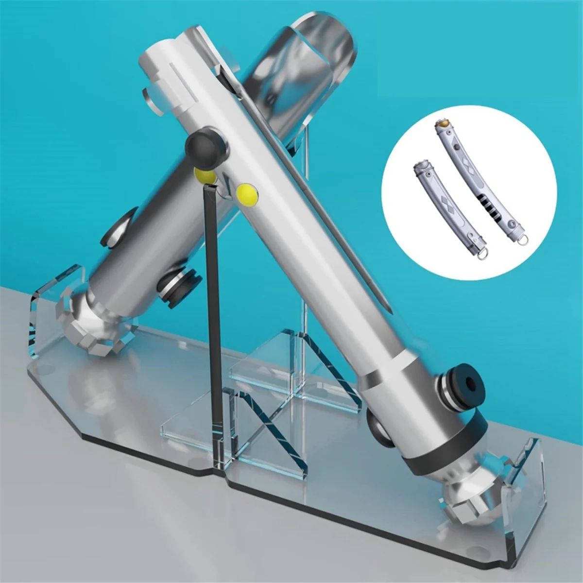 

A72Z Lightsaber Stand Desktop Double-Bladed Lightsaber Display Holder Acrylic Lightsaber Hilt Stand Desktop Display Stands