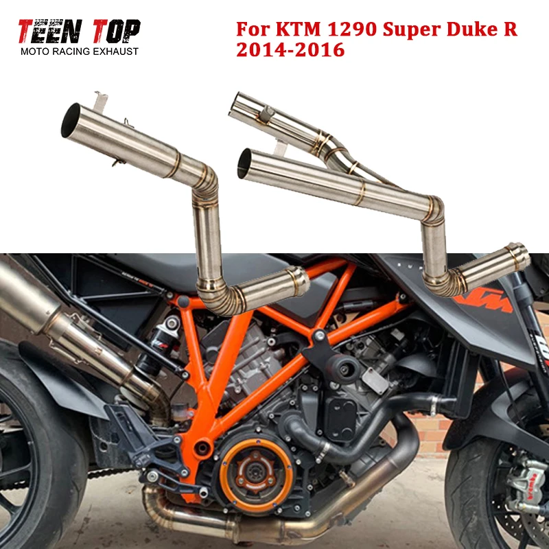For KTM 1290 Super Duke R Exhaust Pipe 60mm Understeat Mid Link Decat Pipe Exhaust Catalyst Mid Connect Tube 1290 Escape Moto