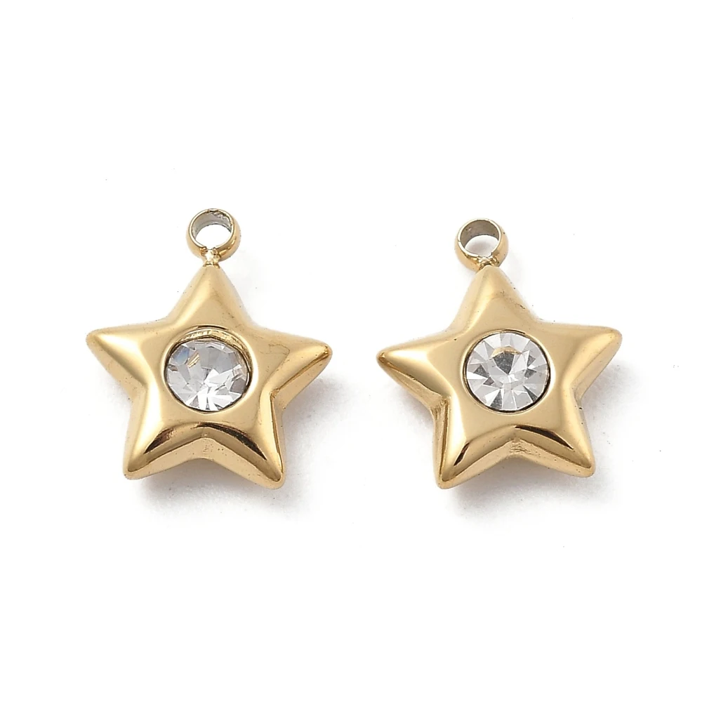 

3Pcs 304 Stainless Steel Star Pendants Celestial Rhinestone Charms for DIY Necklace Jewelry Making Handmade Crafts 10x8.5x3mm