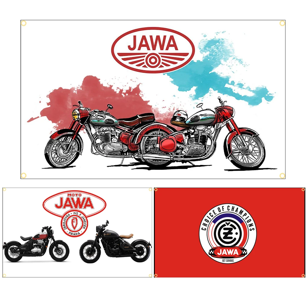 FLAGDOM 90 x150cm  JAWA Motorcycle Flag Polyester Printed Banner For Decor