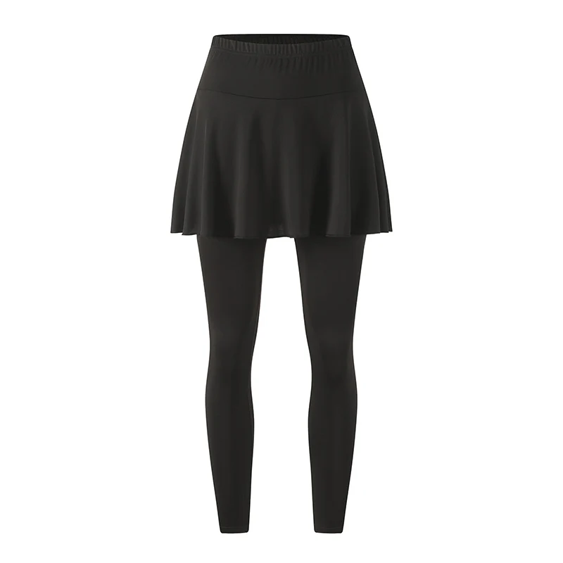 Damen Sommerkleid in Unifarbe mit Hose, Lässiger Sportrock, Plissierter Rock, Laufleggings, Freizeithose – Detail 9