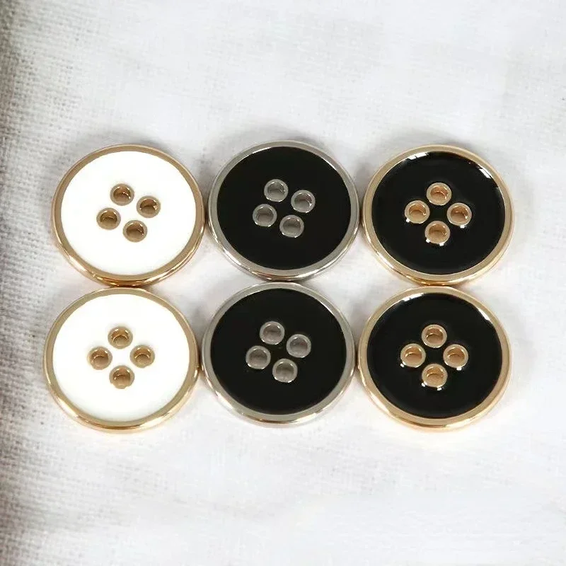 10PCS High Quality Alloy Buttons 11/15/20mm 4-hole Sewing-on Round Buttons Fashion Apparel Sewing Accessories