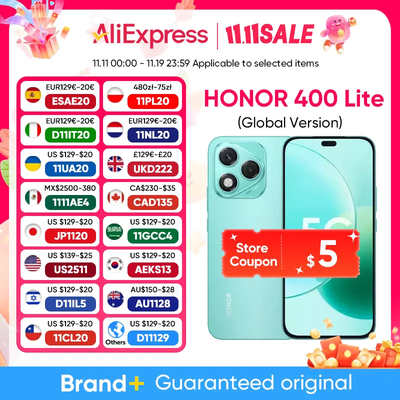 Новая глобальная версия HONOR 400 Lite 5G Mediatek Dimensity 7025-Ultra 108MP Камера 6,7 