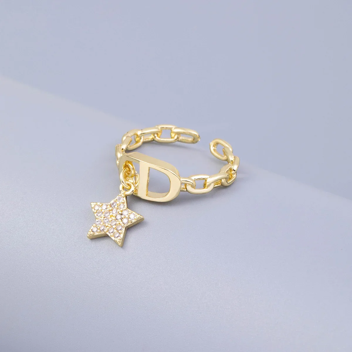 خاتم ذهبي مفتوح زركونيا خاتم نسائي أنيق عتيق شعور راقي إكسسوارات مجوهرات عصرية #4